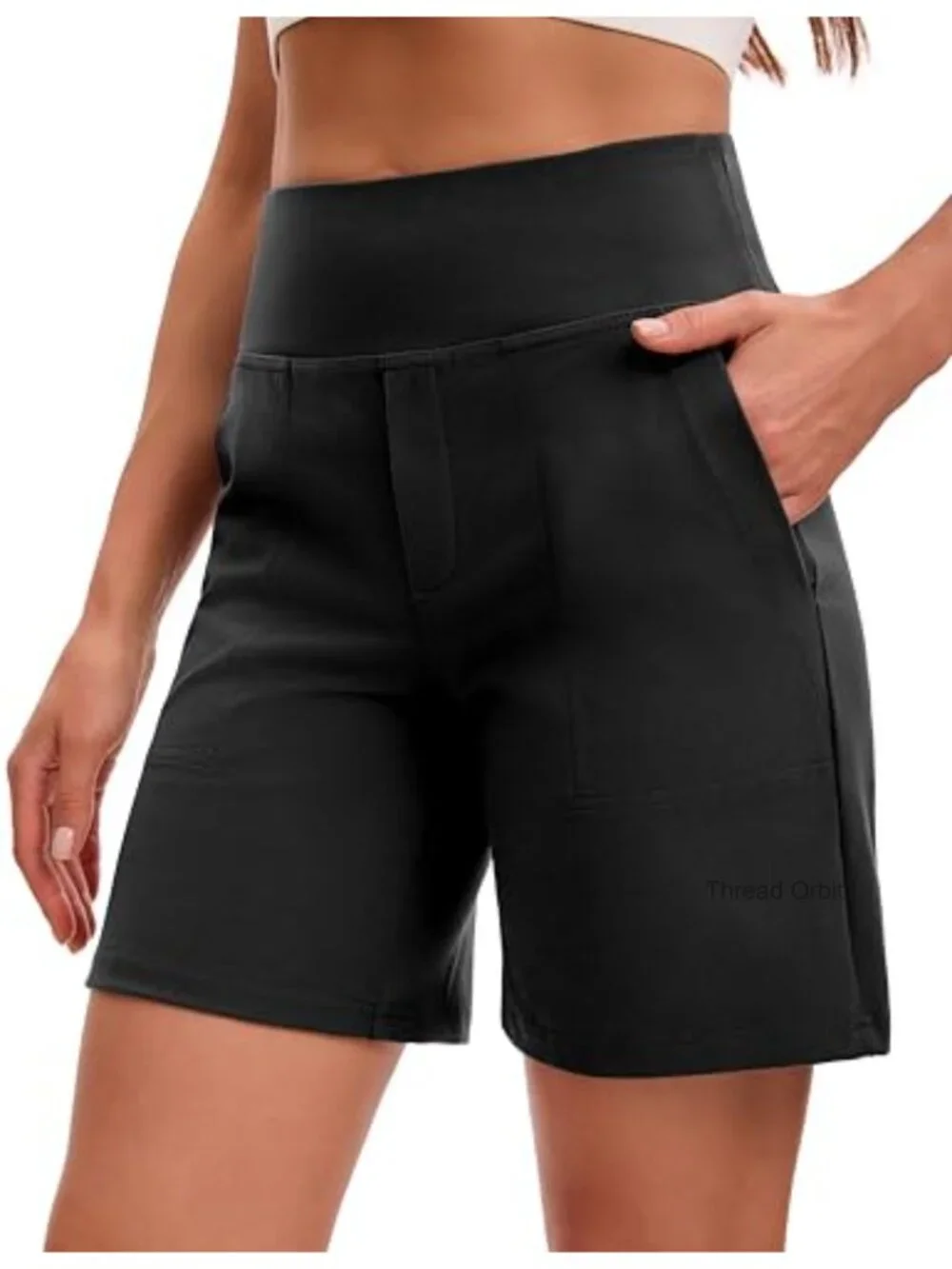 Women's Athletic Bermuda Shorts High Waisted with Pockets 7" Inseam